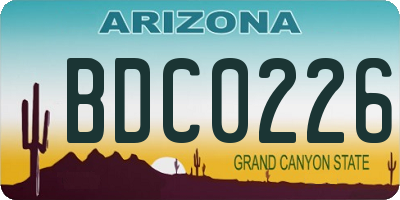 AZ license plate BDC0226