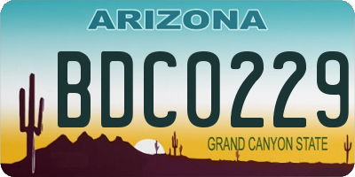 AZ license plate BDC0229