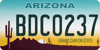 AZ license plate BDC0237