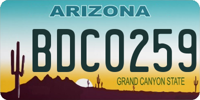 AZ license plate BDC0259