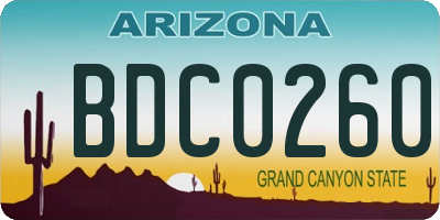 AZ license plate BDC0260