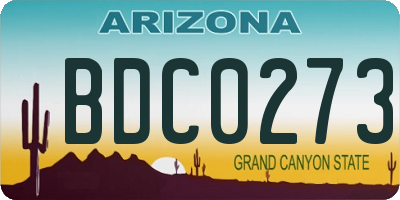 AZ license plate BDC0273