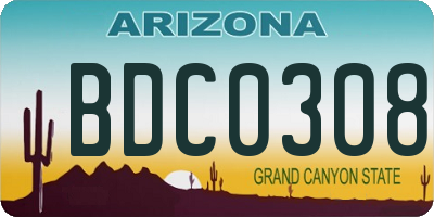 AZ license plate BDC0308