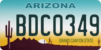 AZ license plate BDC0349