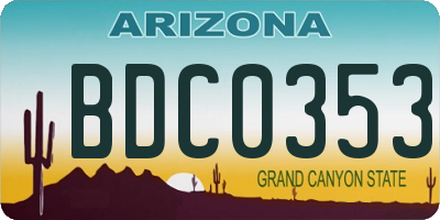 AZ license plate BDC0353