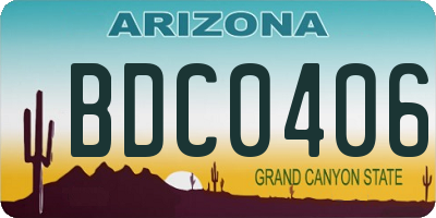 AZ license plate BDC0406