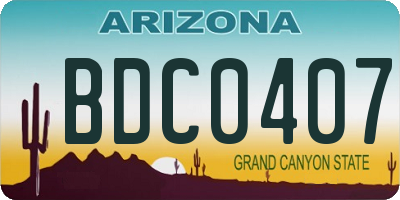 AZ license plate BDC0407