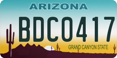 AZ license plate BDC0417