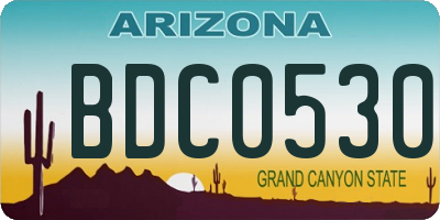 AZ license plate BDC0530