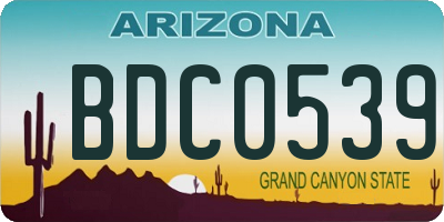 AZ license plate BDC0539