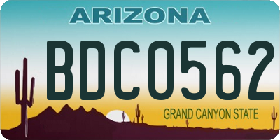 AZ license plate BDC0562