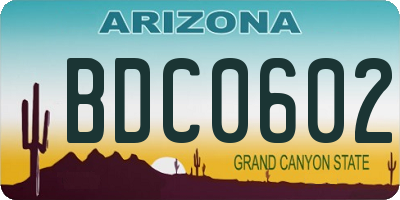 AZ license plate BDC0602