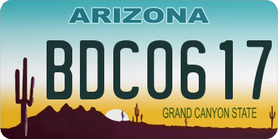 AZ license plate BDC0617