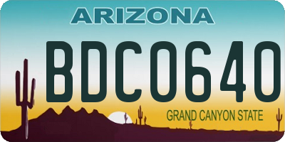 AZ license plate BDC0640