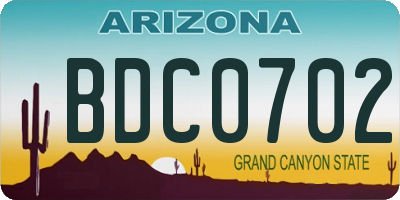 AZ license plate BDC0702