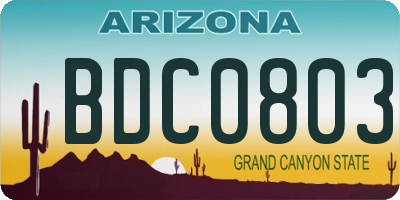 AZ license plate BDC0803