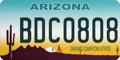 AZ license plate BDC0808