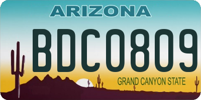 AZ license plate BDC0809