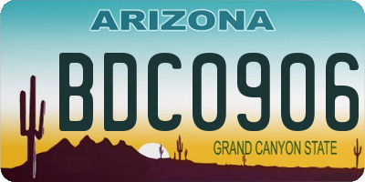 AZ license plate BDC0906