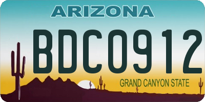 AZ license plate BDC0912