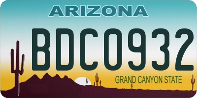 AZ license plate BDC0932