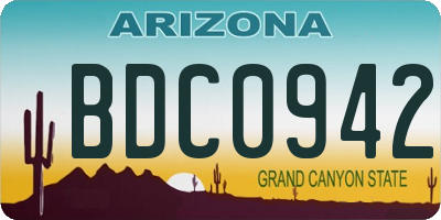 AZ license plate BDC0942