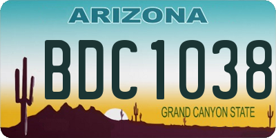 AZ license plate BDC1038