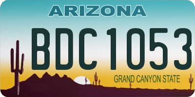 AZ license plate BDC1053