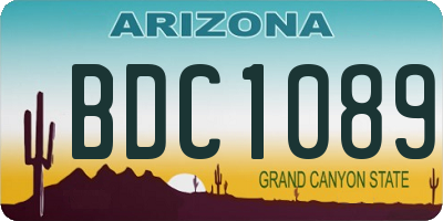 AZ license plate BDC1089