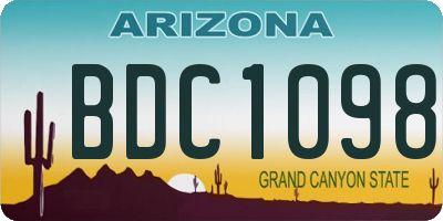 AZ license plate BDC1098