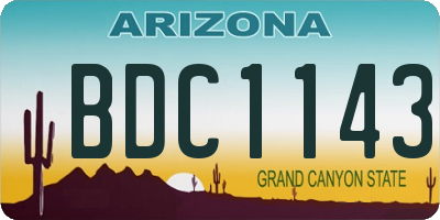 AZ license plate BDC1143