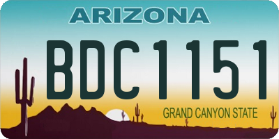 AZ license plate BDC1151