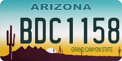 AZ license plate BDC1158