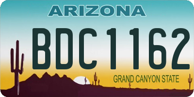 AZ license plate BDC1162