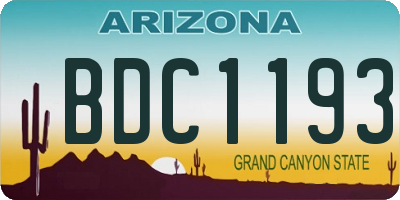 AZ license plate BDC1193