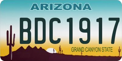 AZ license plate BDC1917