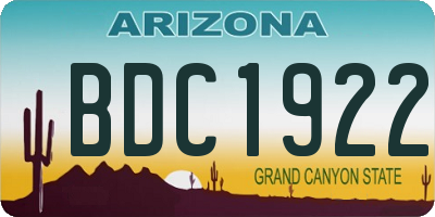 AZ license plate BDC1922