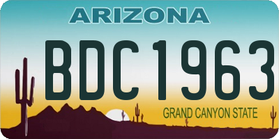 AZ license plate BDC1963