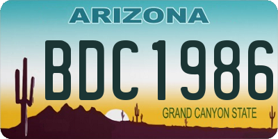 AZ license plate BDC1986