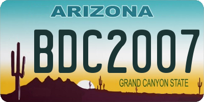 AZ license plate BDC2007