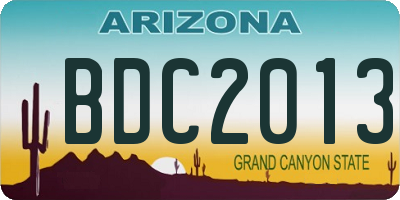 AZ license plate BDC2013