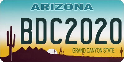 AZ license plate BDC2020