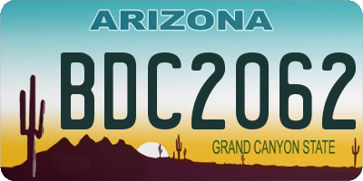 AZ license plate BDC2062