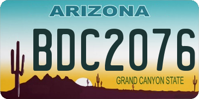 AZ license plate BDC2076