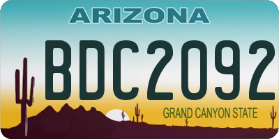 AZ license plate BDC2092