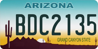 AZ license plate BDC2135