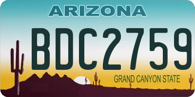 AZ license plate BDC2759