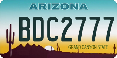 AZ license plate BDC2777