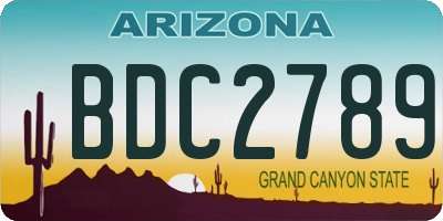 AZ license plate BDC2789