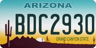 AZ license plate BDC2930